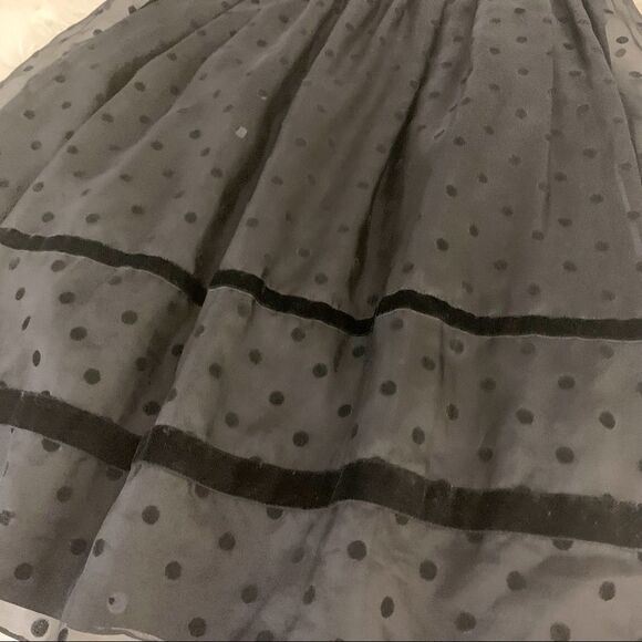 Rickie Freeman for Teri Jon Black Dot Silk Chiffon Velveteen Occasion Dress - Picture 5 of 9